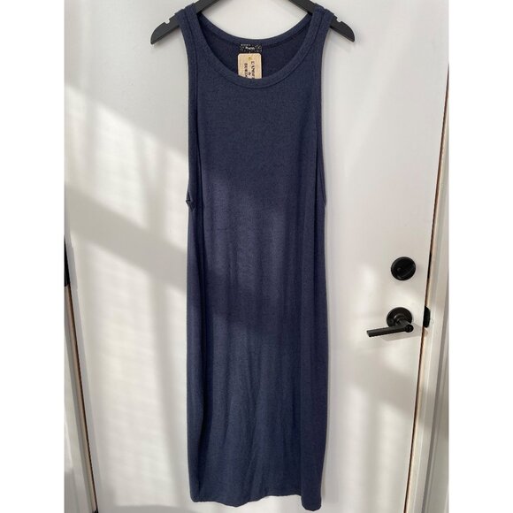 Story Teller Dress Plus Size 3X 2Fer Midi Bodycon Dress Sleeveless Navy Blue NEW - Picture 1 of 7